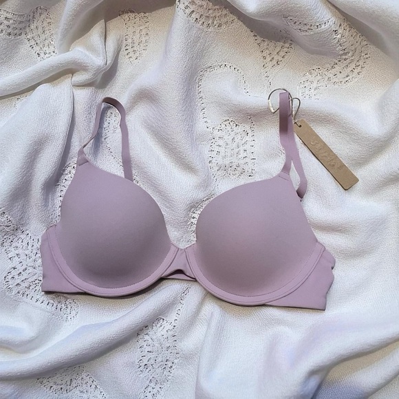 Skims NWT Fits Everybody Push Up T Shirt Bra In Dusk Mauve Pink Purple 32B - Picture 3 of 4